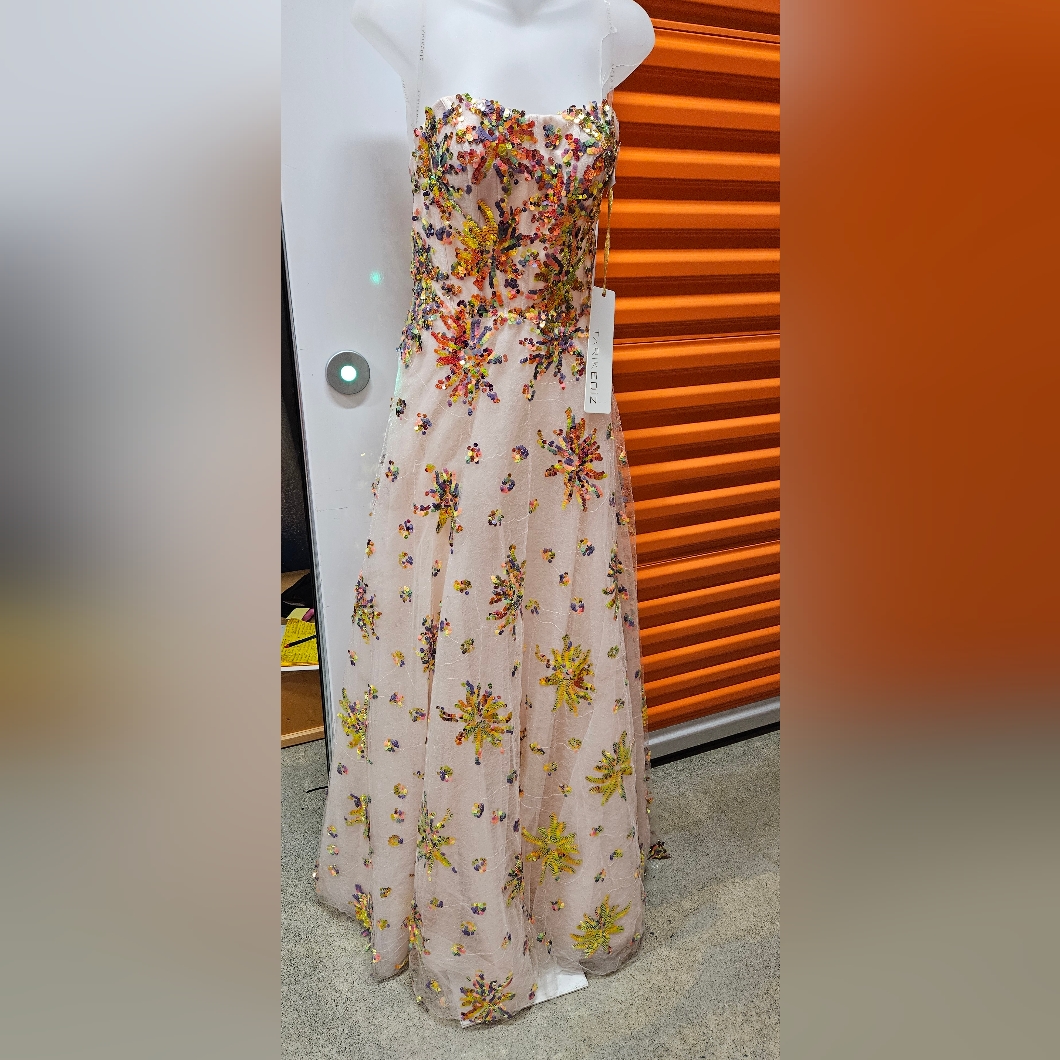 Floral Embellished Strapless Dress